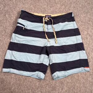Patagonia Blue Striped Wavefarer 21" Board Shorts‎ Swim Trunks Men's Size 38